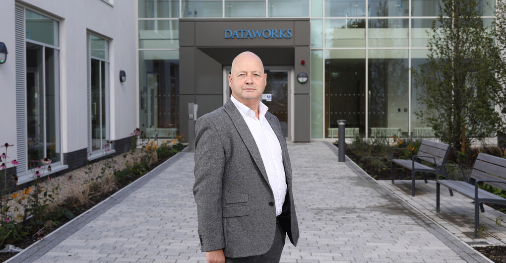 Diaceutics CEO Peter Keeling stands in front of the Belfast head office 